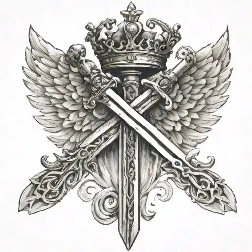 Sword With Angel Wings And A Crown