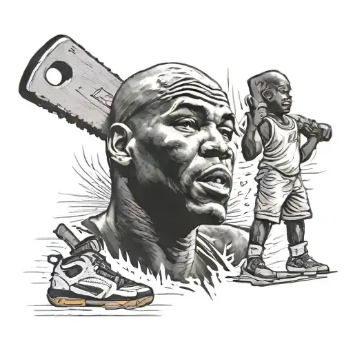 Realistic Portrait Of Michael Jordan Holding A Saw And Hammer