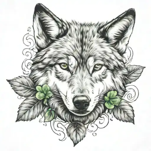 Four Leaf Clover And Wolf