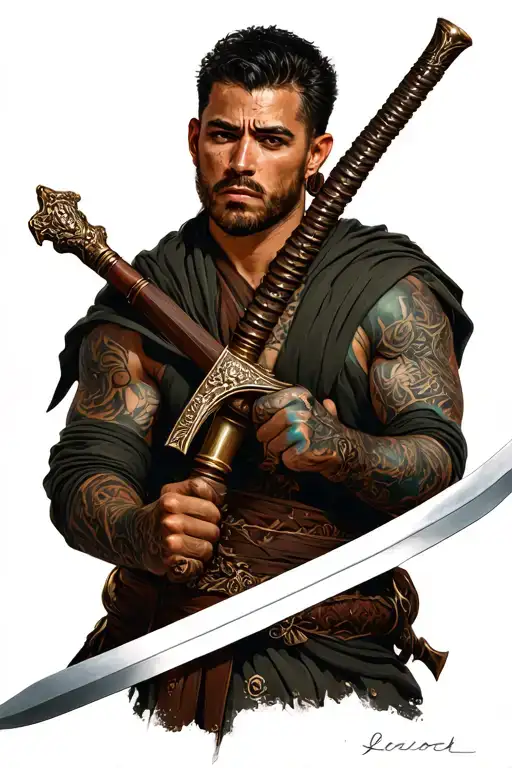 A Man Holding A Sword