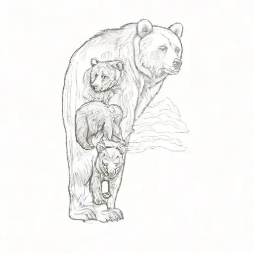 A Bear And His Cubs
