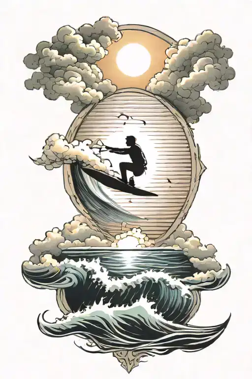 Kitesurfing Waves And Sunset Sky