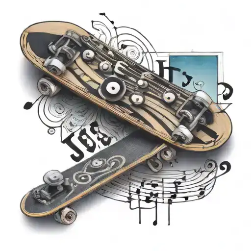 Skateboard And Music Notes Grindind