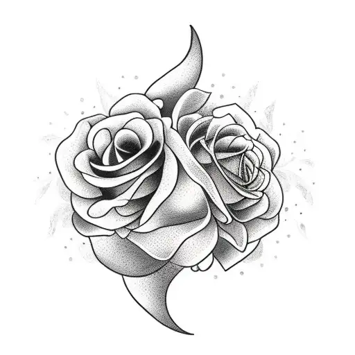 Flower Bouquet With Crescent Moon