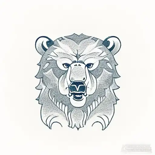 Realistic Roaring Russian Bear With Realistic Background In The Forest