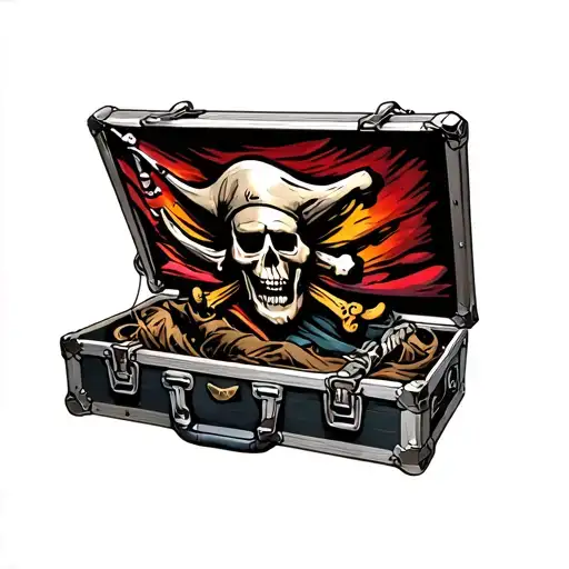 Land Pirates In Script With A Jolly Roger And A Road Case