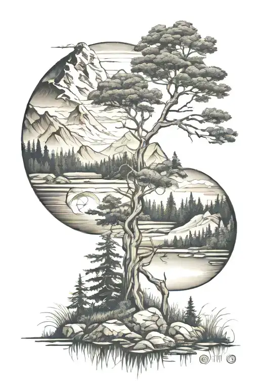 Forest Mountains Grass Foliage Rivers Taiga Transition To Dna Tree