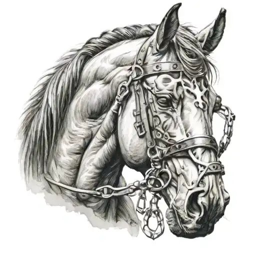 Horse Face With Western Bit