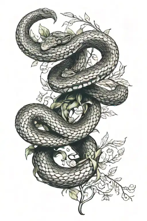 Snake With Vines Going Down The Arm