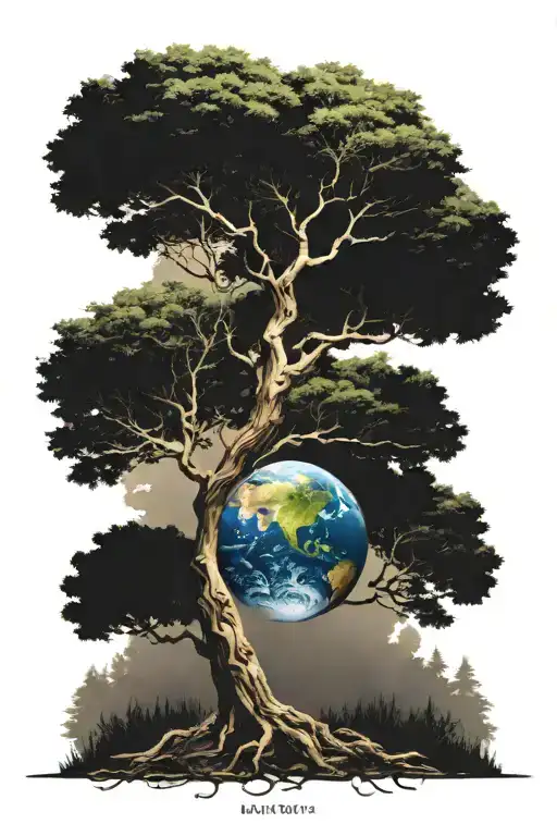 Tree In The Back Representing The Earth Sign