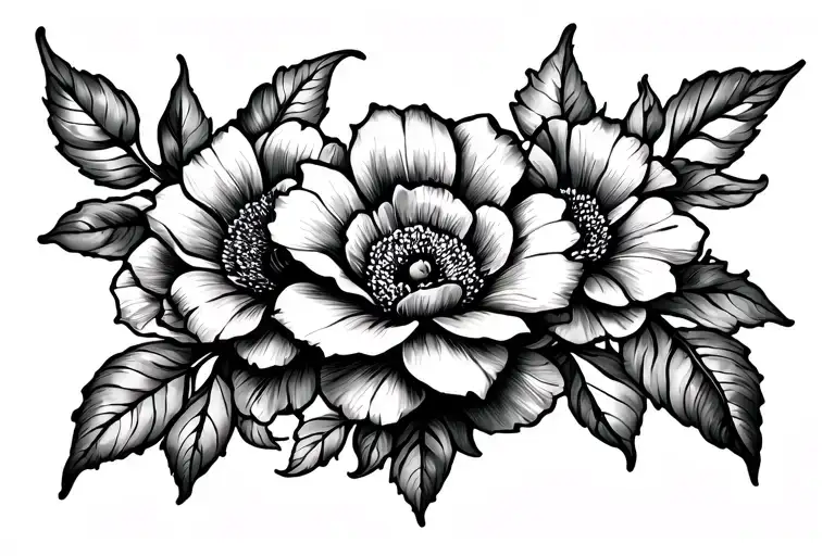 Tattoo With Olendra Flowers Under The Left Breast With Very Graceful Lines