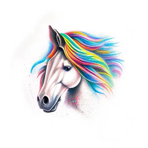 A Realistic Horse Galloping Through A Colorful Meadow