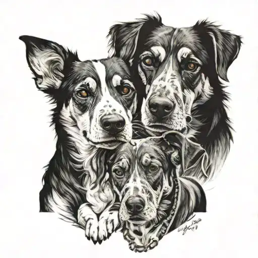 Dog Family With The Integrated Letters