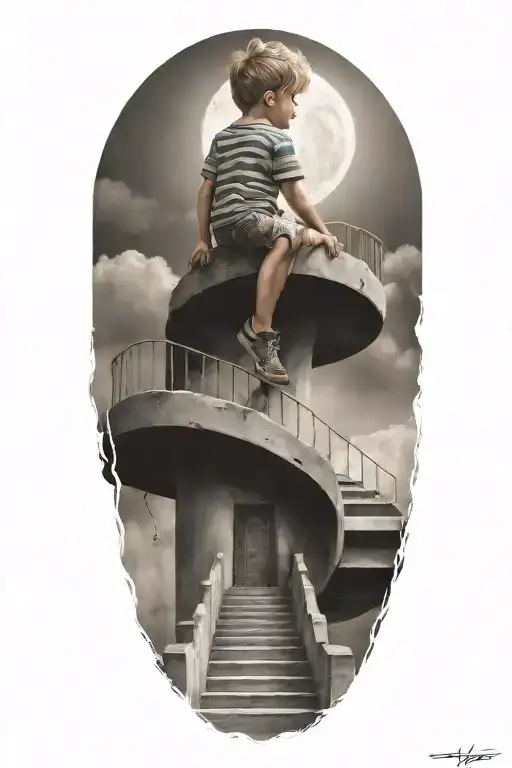 Stairs To Heaven With Little Boy