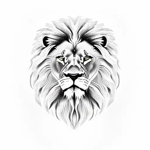 Realistic Lion In Protective Stance