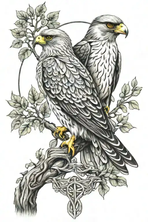 Polish Falcon Celtic Tree Of Life Growing