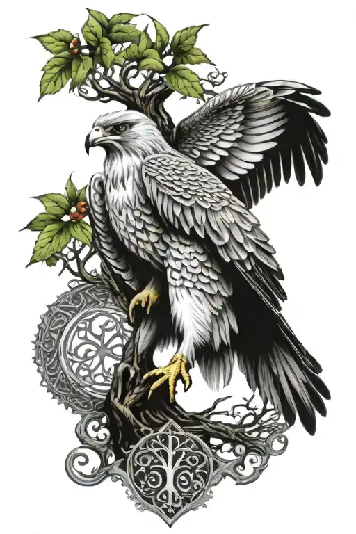 Polish Falcon Celtic Tree Of Life Growing