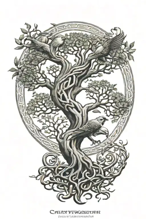 Polish Falcon Celtic Tree Of Life Growing