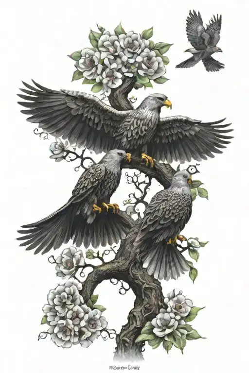 Polish Falcon Celtic Tree Of Life Growing Flowers