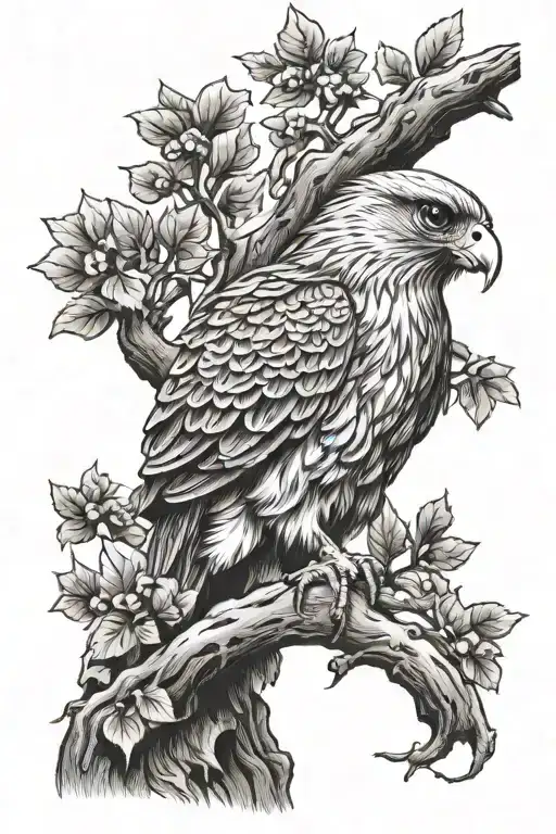 Polish Falcon Celtic Tree Branch Representing A Family