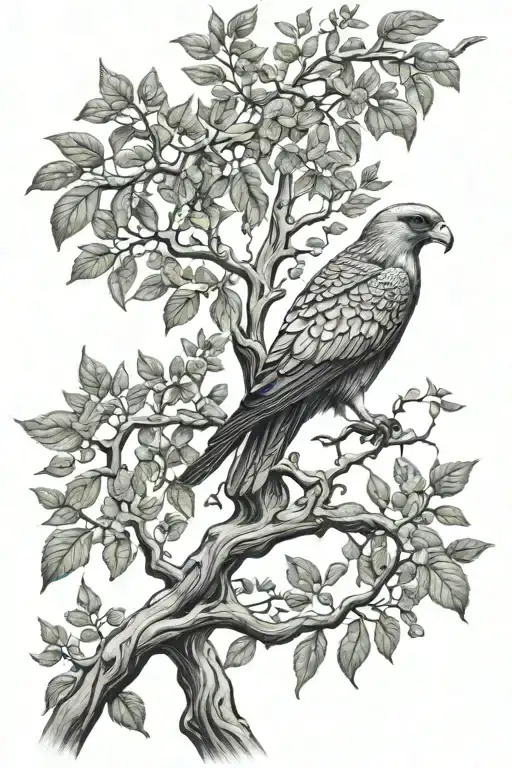 Polish Falcon Celtic Tree Of Life Growing Same Branch