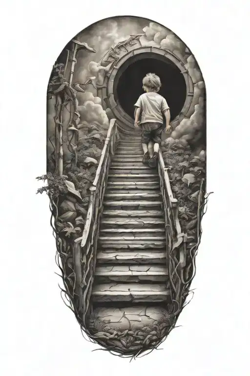 Stairs To Heaven With Little Boy