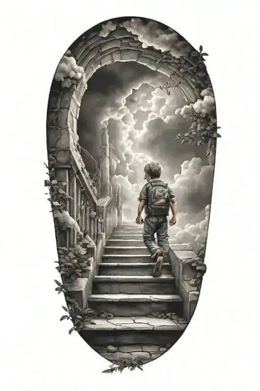 Stairs To Heaven With Little Boy