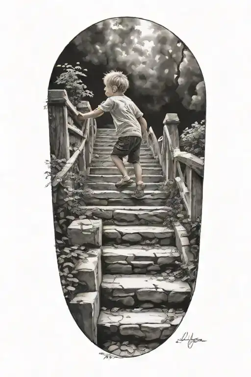 Stairs To Heaven With Little Boy