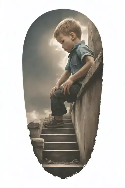 Stairs To Heaven With Little Boy