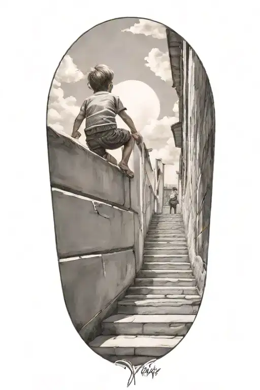 Stairs To Heaven With Little Boy