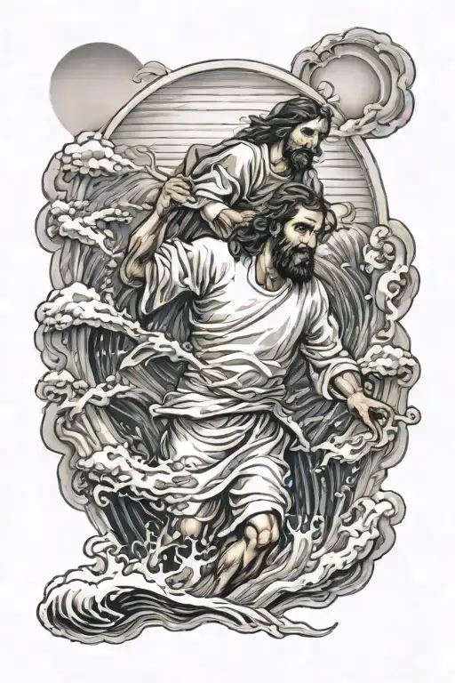 Jesus Saving Peter From Drowning