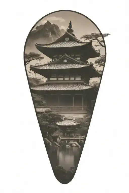 Japanese Temple With Samurai