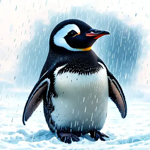 Penguin Raining From Sky Filled