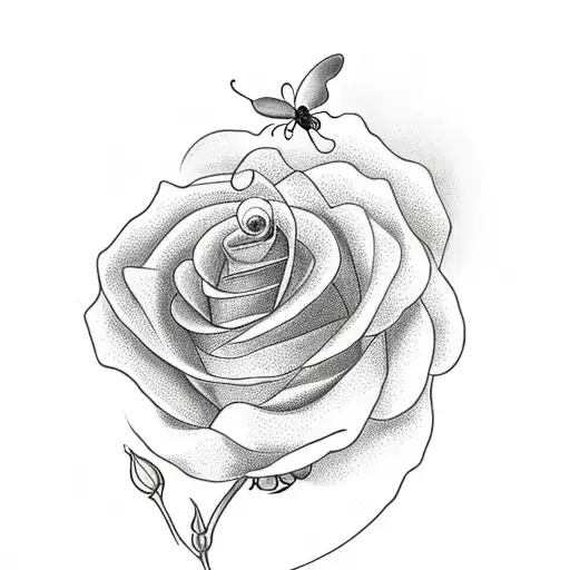 Rosary With A Rose And A Butterfly Landing On It