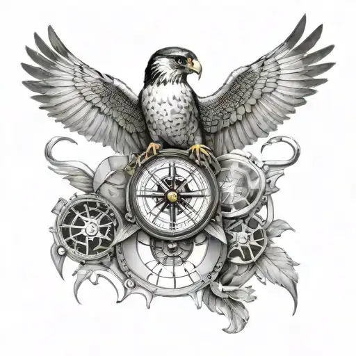 Peregrine And Compass Intertwined