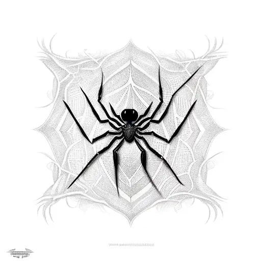 A Blackwork Tattoo Of A Spider Web Intertwined With A Guitar Neck Inspired By Spiderman