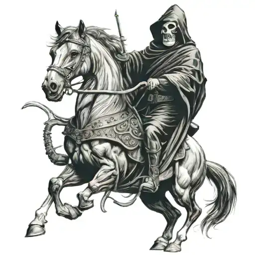 Grim Reaper Riding Dead Horse Galloping