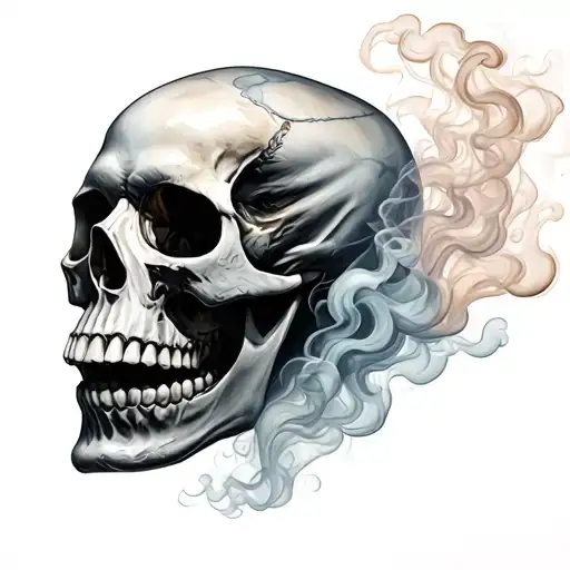 Top Half Of Skull With Smoke Around It