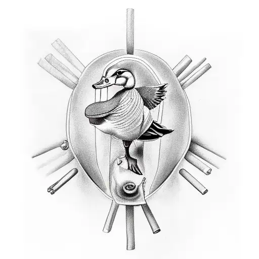 Anatomical Whole Sideways Duck Black And White