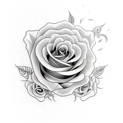 Mad Tiger With Roses And Lines Going Around It