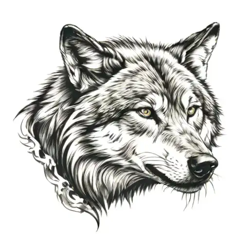 Wild Dangerous Looking Wolf Head