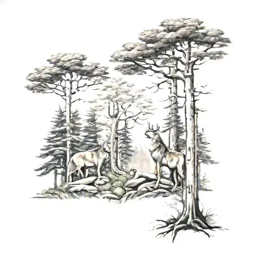 A Woolf Family In A Big Forest A Full Back