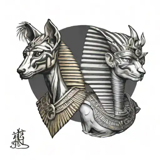 Egyptian Tutankhamun And Anubis