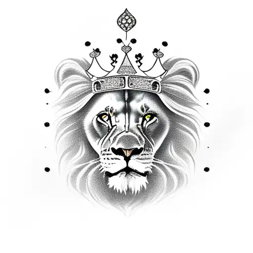 Proud Lion With A Crown And Money