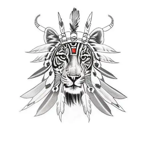 Leg Sleeve With Native American Headdress And Animals