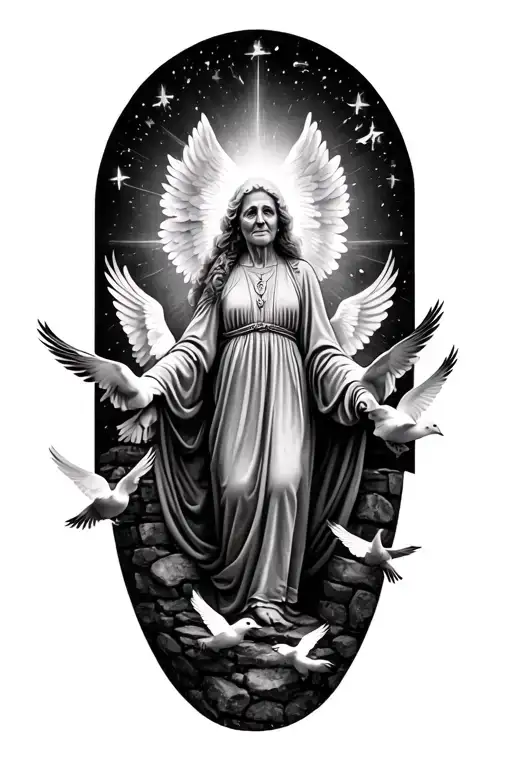 Spirit Of Grandma Going To Heaven Gates Doves Flying