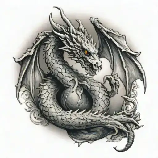 A Dragon Holding A Cancer Ribbon