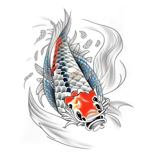 Koi Fish And Phoenix Bird