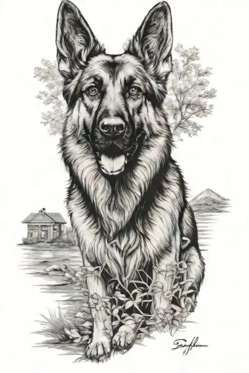 German Shepard Standing Defiantly