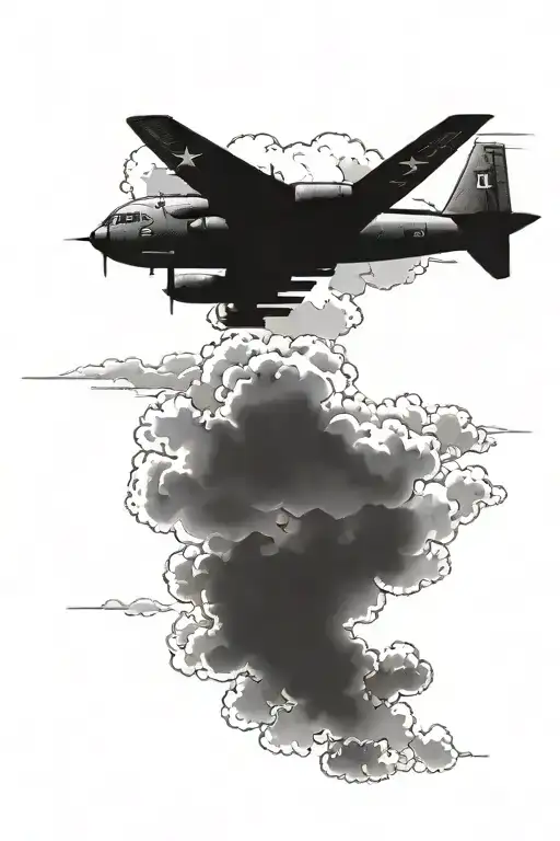 A Bomber Plane Flying Through A Cloud